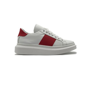 Sneakers bianche in pelle con inserto rosso - FLAG STORE